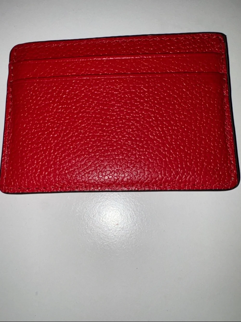 Michael Kors Red Pebbled Leather Card Case with Gold Logo - Picture 4 of 9